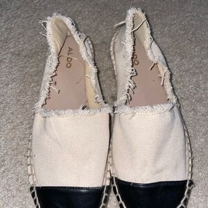 ALDO Cream Canvas Espadrilles with Black Toe